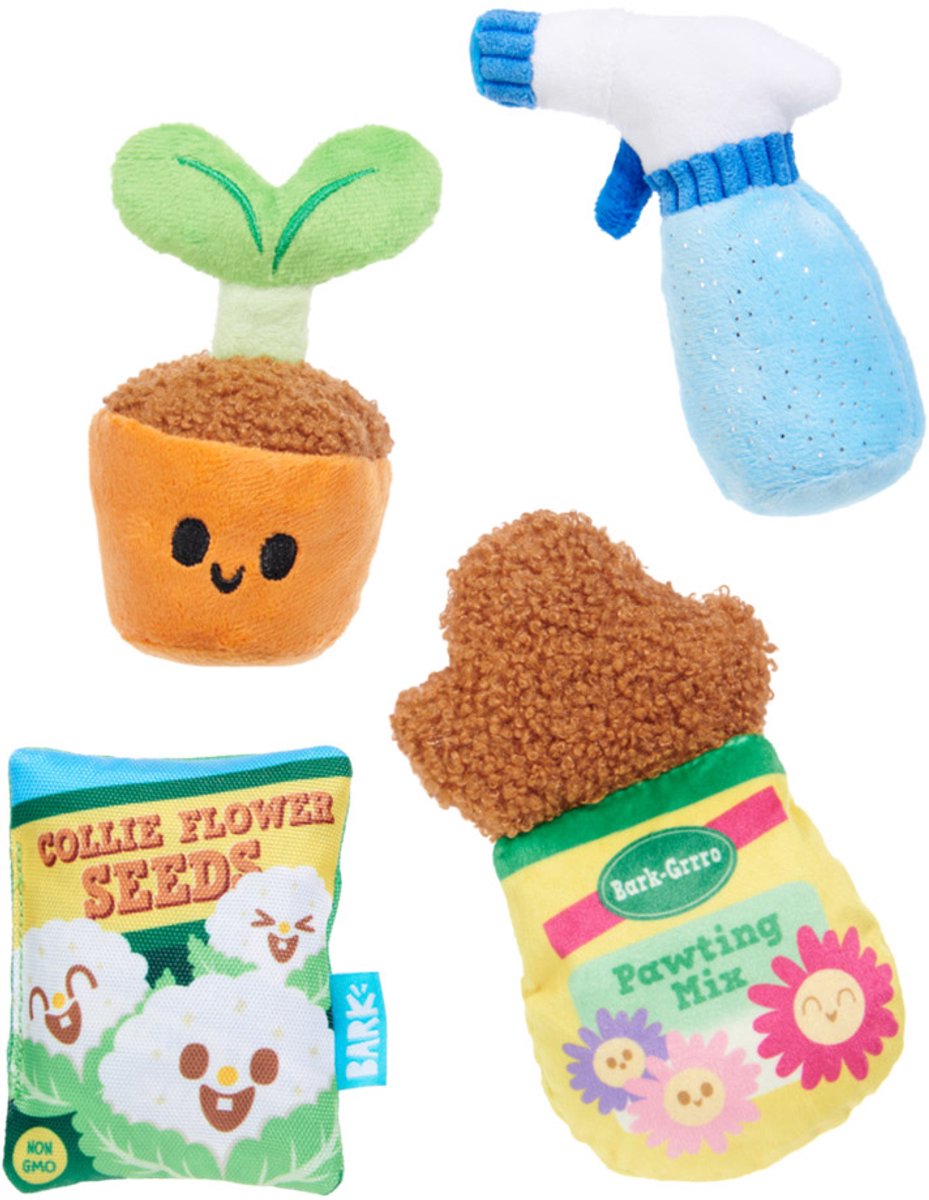 Bark greenhouse gang tuingerei pluche vier speeltjes 28x22x7 cm tot 10 kg