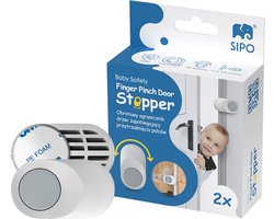 SIPO Deurbeschermer - Draaiende Vingerbescherming 2-delig - Beveiliging tegen Klemmen - Wit/Grijs - Bescherming Baby en Kind - Vingers tussen de deur