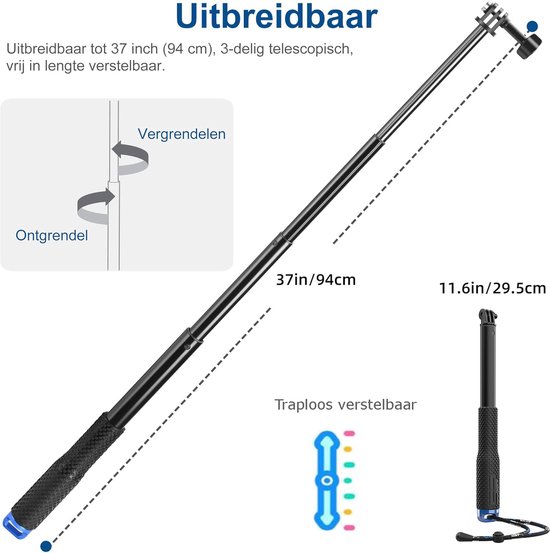 SP Gadgets POV Pole 36 inch - Uitschuifbaar tot 925 mm - Voor GoPro | bol