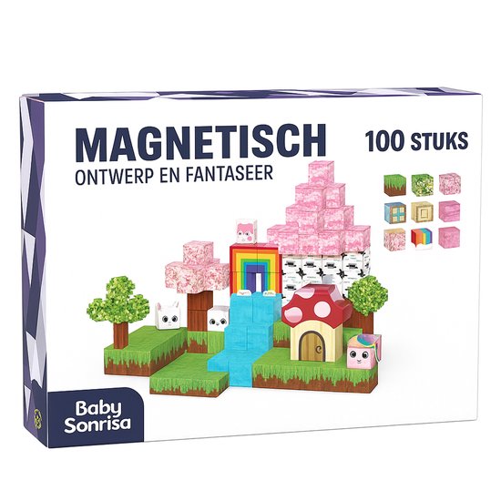 BLOCS DE CONSTRUCTION MAGNÉTIQUES – JEU DE 100 PIÈCES – JOUET POUR FILLE – JOUETS MAGNÉTIQUES – JOUETS – JEU DE CONSTRUCTION CRÉATIF POUR ENFANTS À PARTIR DE 3 ANS – MONTESSORI – SAINT NICHOLAS