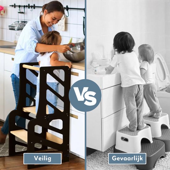 StrongTek Eentraps kruk voor volwassenen met antislip rubberen voetvlak, draagbare enkele houten verhoging (natuurlijk
