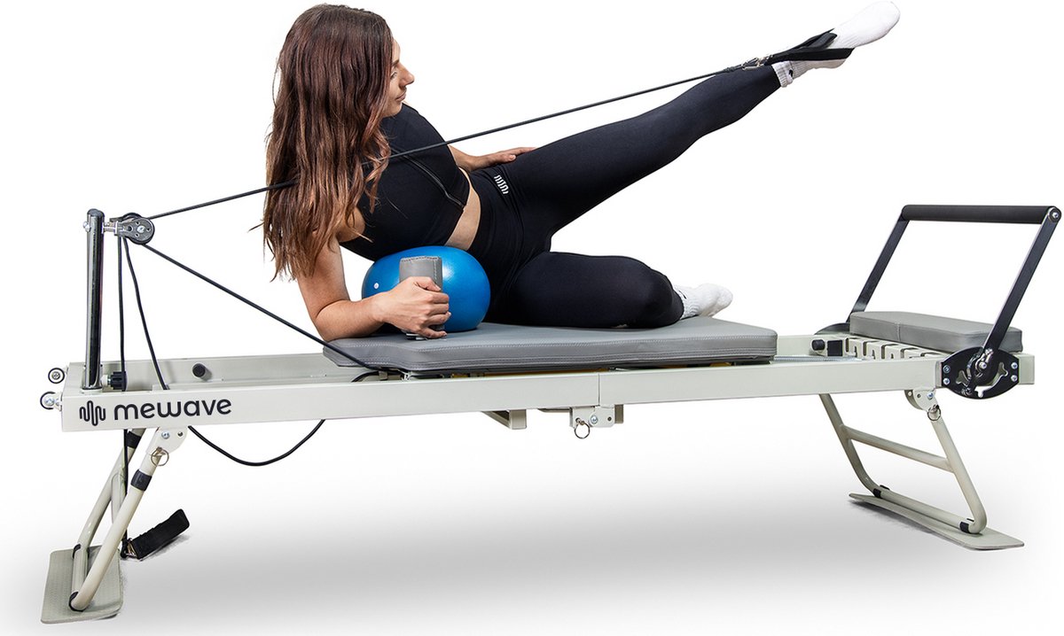 Pilates Reformer – Professioneel Fitnessapparaat voor Thuis & Studio – Inklapbaar & Verstelbaar – Yoga bank board pilates sokken – Beige / Grijs - Pilates - €473,99