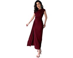Trendyol Bourgondische Getailleerde Maxi Elegante Avondjurk Voor Afstuderen Tprss25El00316