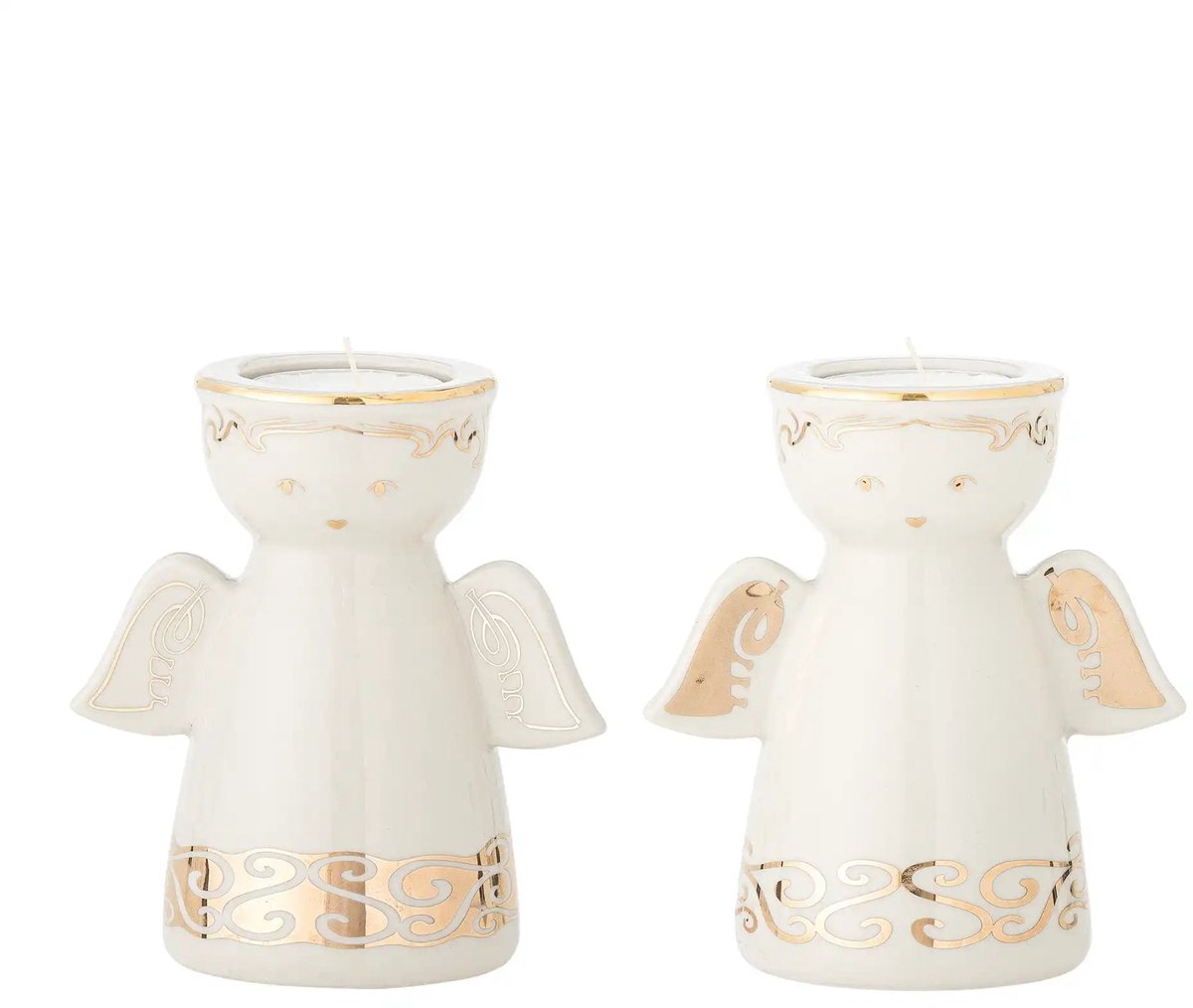 Kandelaar aardewerk wit Faella - set van 2