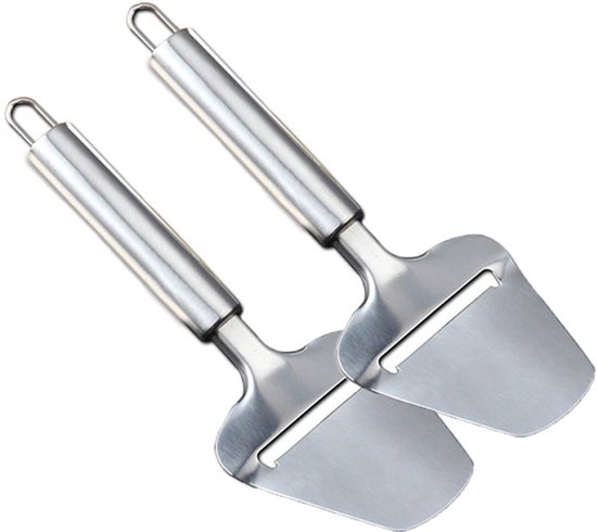 Coupe-fromage multifonction portable 2 pièces - Spatule à fromage triangulaire en acier inoxydable - Coupe-fromage - Spatule à gâteau - Spatule à pizza - Rangement facile - Convient aux accessoires de cuisine et de charcuterie - Argent