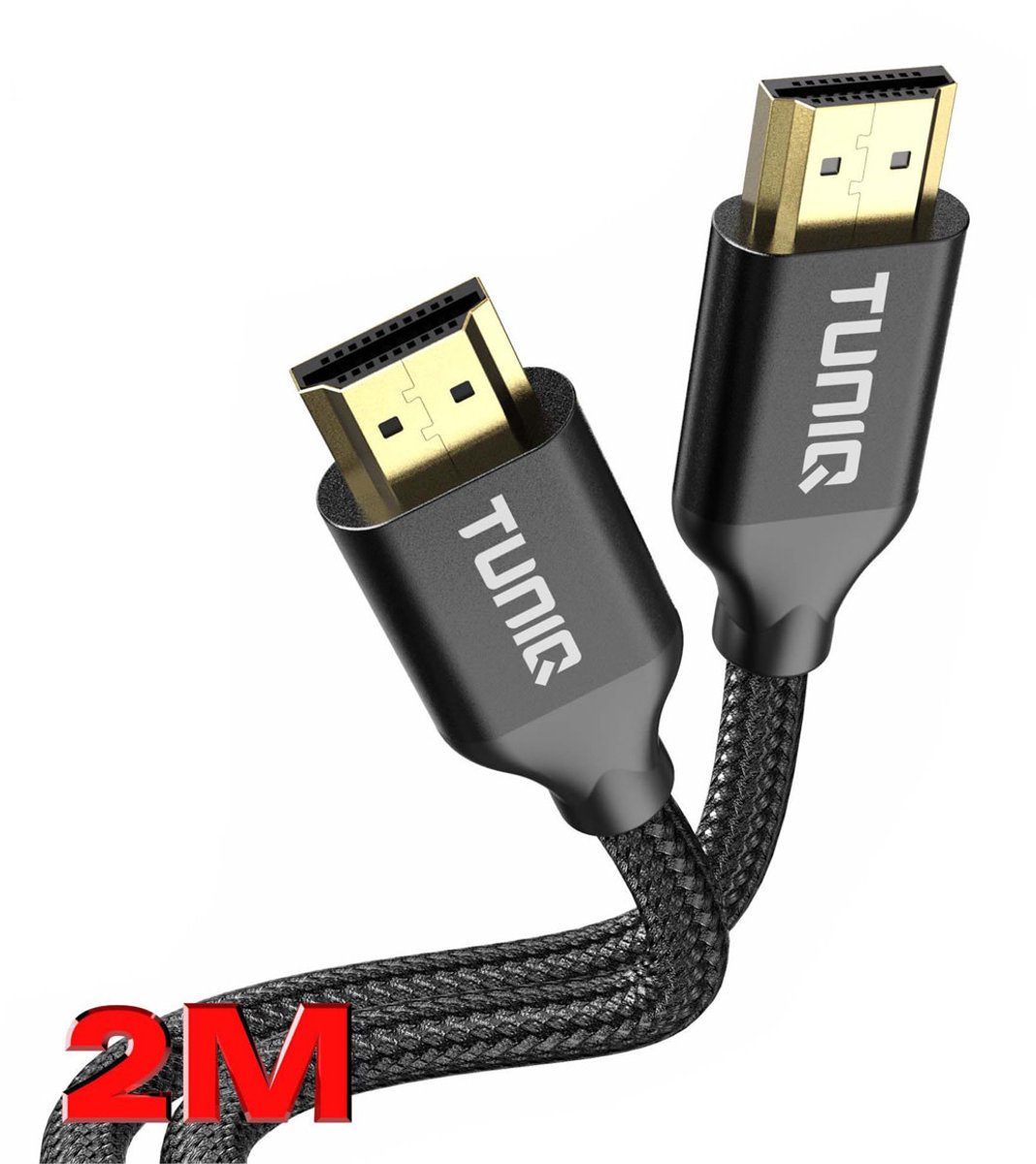 TUNIQ HDMI Cable - 200cm - Zwart - 4K/60Hz Gaming - Robuust en Knikbestendig
