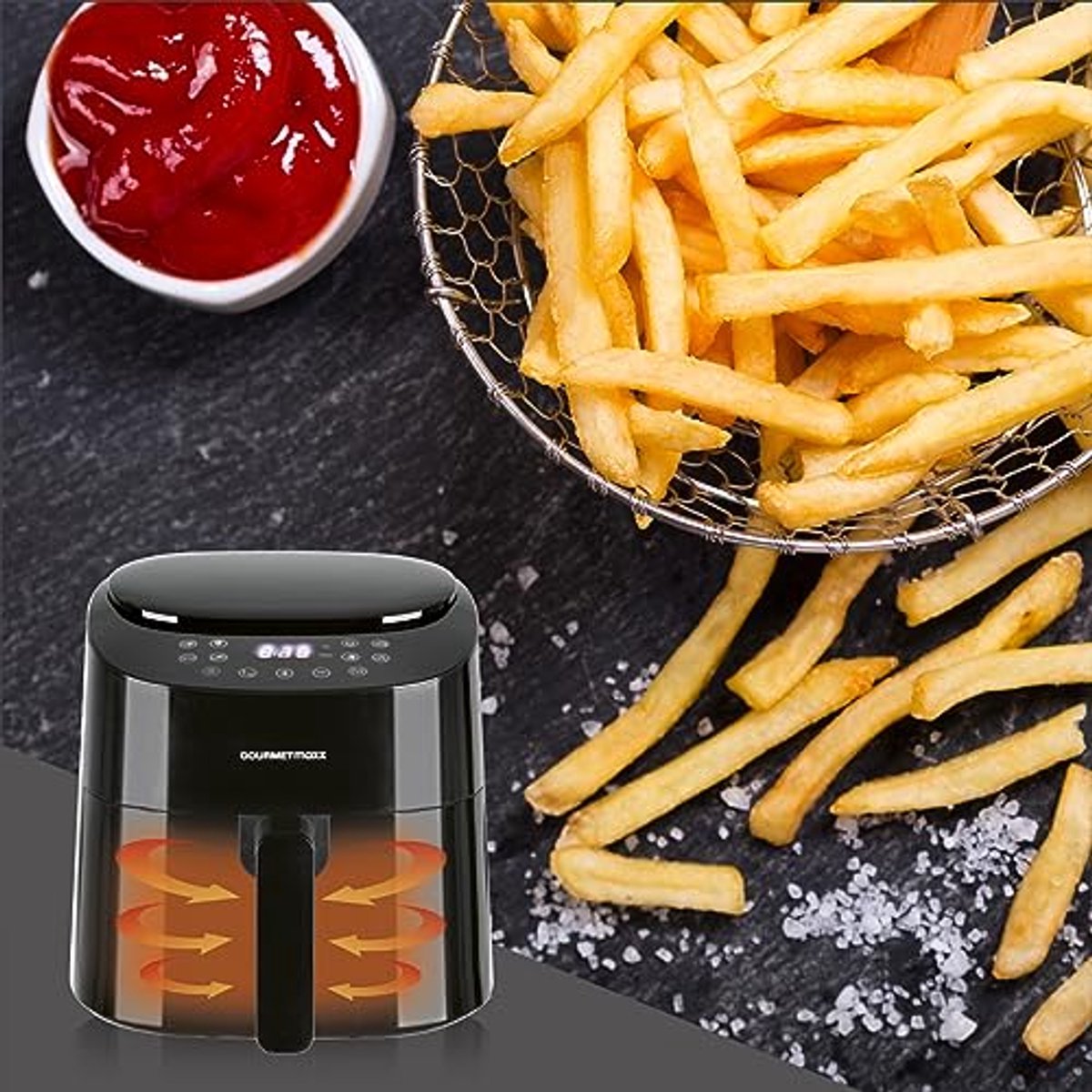 Heteluchtfriteuse 4,5L - 1400W met 8 Kookprogramma's voor Gezonde Bereidingen