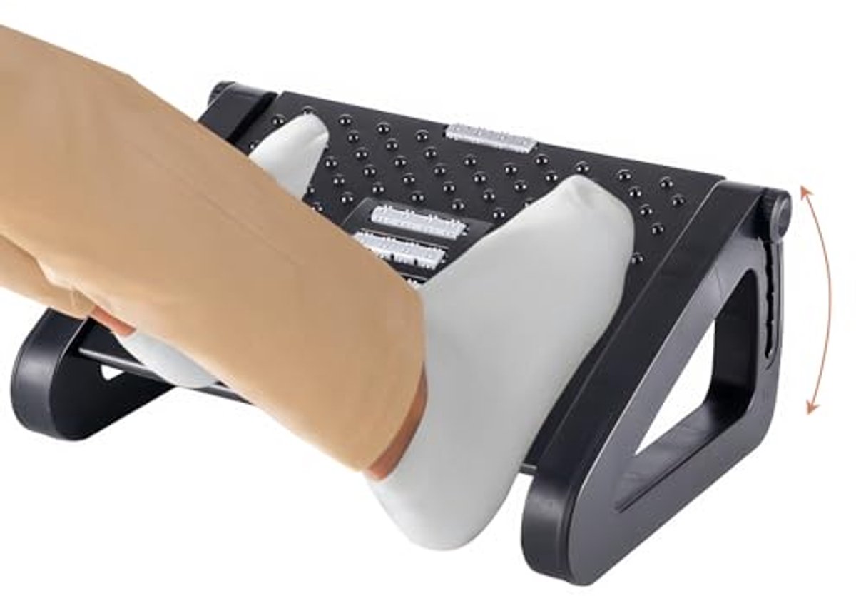Ergonomische Voetsteun voor Onder Bureau met 6 Verstelbare Hoogtes en Massagetextuur