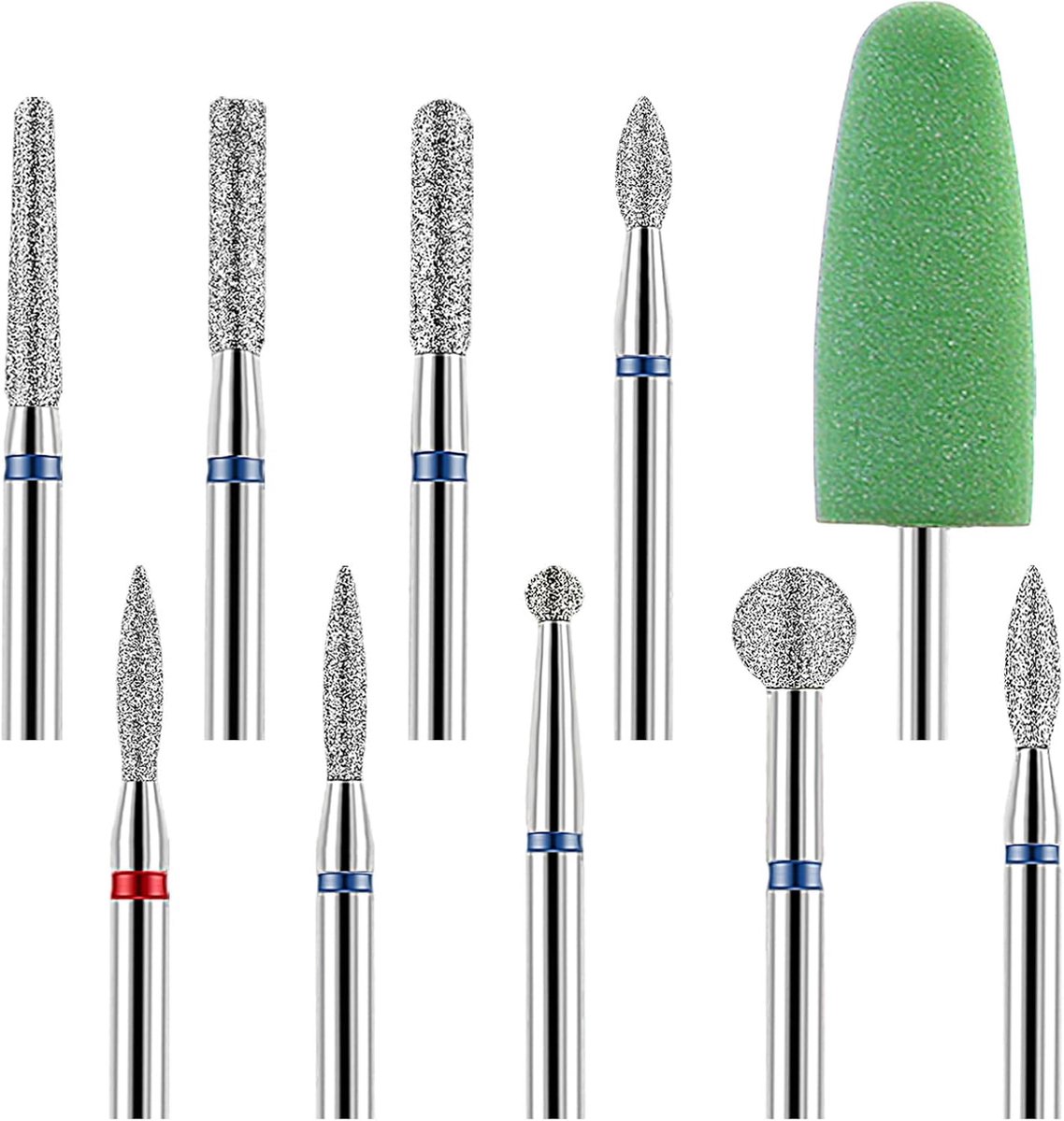 10pcs Nail Drill Bit Set - Universele Diamant Carbide Boor Bits - Acryl Gel Nagel Bit Kit - Cuticle Verwijder Bits Set - Professionele Manicure Pedicure - Crystal Nagel Verlenging