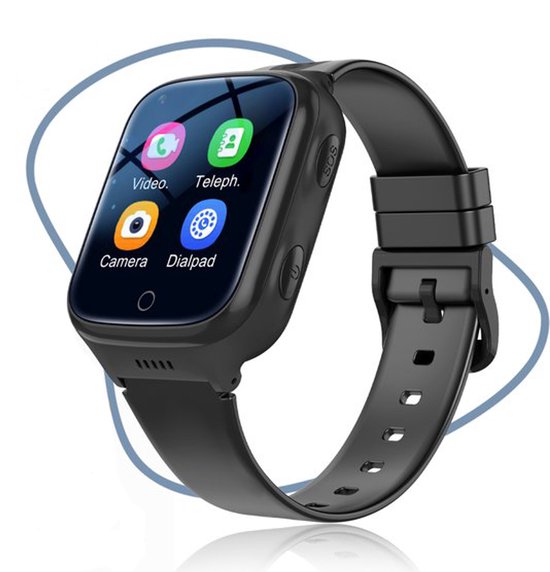 ISHIVA® Smartwatch Kinderen - GPS Tracker - Met HD-camera, Videobellen en 4G Verbinding - SOS Functie - 1000 mAh Batterij - GPS Horloge Kind - 2 jaar Garantie - Back to School - Zwart