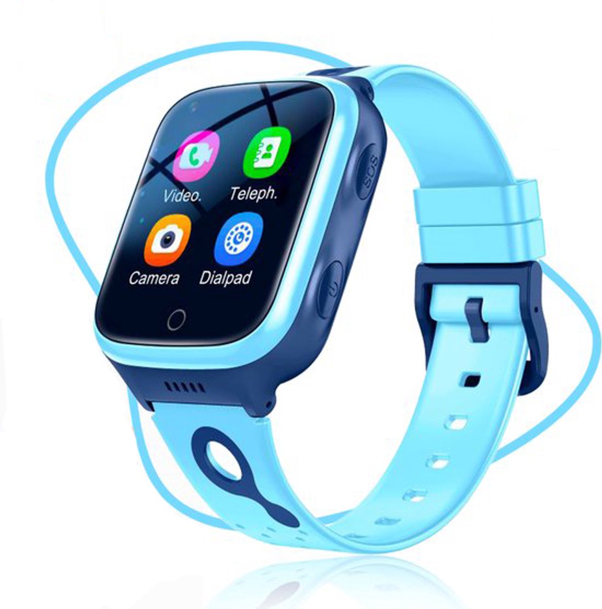 ISHIVA® GPS Horloge Kind geschikt voor Simkaart (4G GPS)–Smartwatch Kinderen met HD-camera & Videobellen - Kinder Smartwatch - 1000 mAh Long Battery–IP65 Waterdicht–SOS Knop–School Mode-Veilige Zones-GPS Tracker–2 Jaar Garantie–Blauw