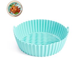 7.5inch Airfryer siliconen bakplaat - Ronde Airfryer siliconen binnenkant - Herbruikbaar - Keuken- en kookaccessoire - Siliconen bak- en kookplaat - Antiaanbak bakvorm - Hittebestendig - Met handvat - Geschikt voor Airfryers - Groen