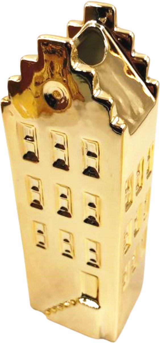 Housevitamin - Bloemenvaas - Huis Vaas - Keramiek - Goud - 6x5,5x18 cm