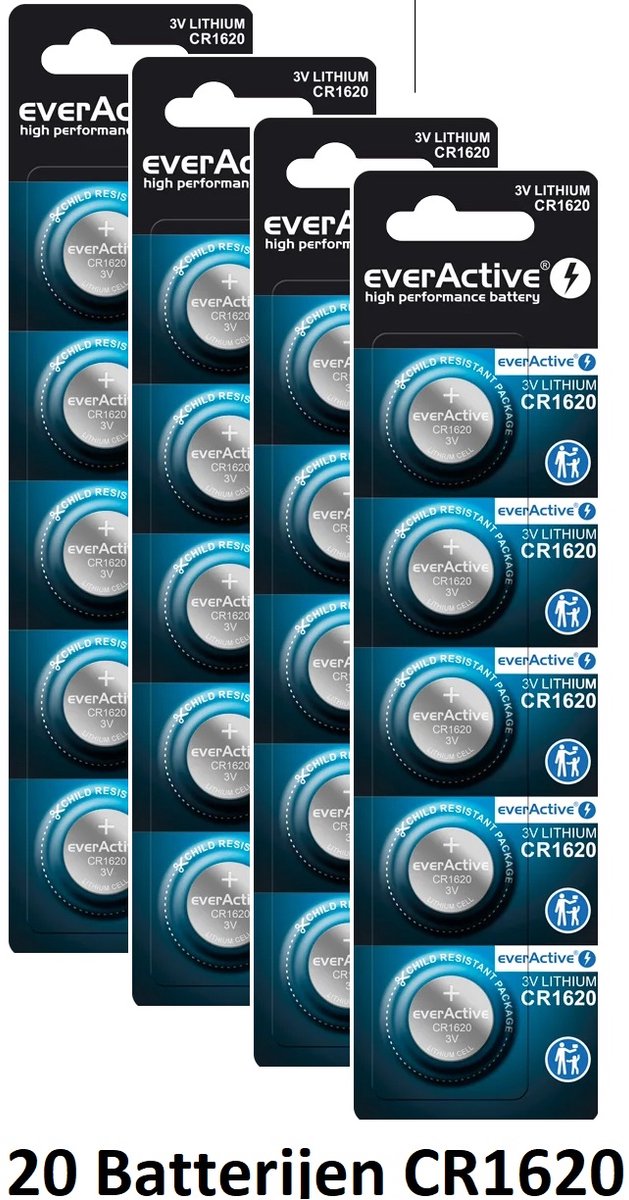everActive CR1620 Lithium Knoopcel Batterij 20 Stuks