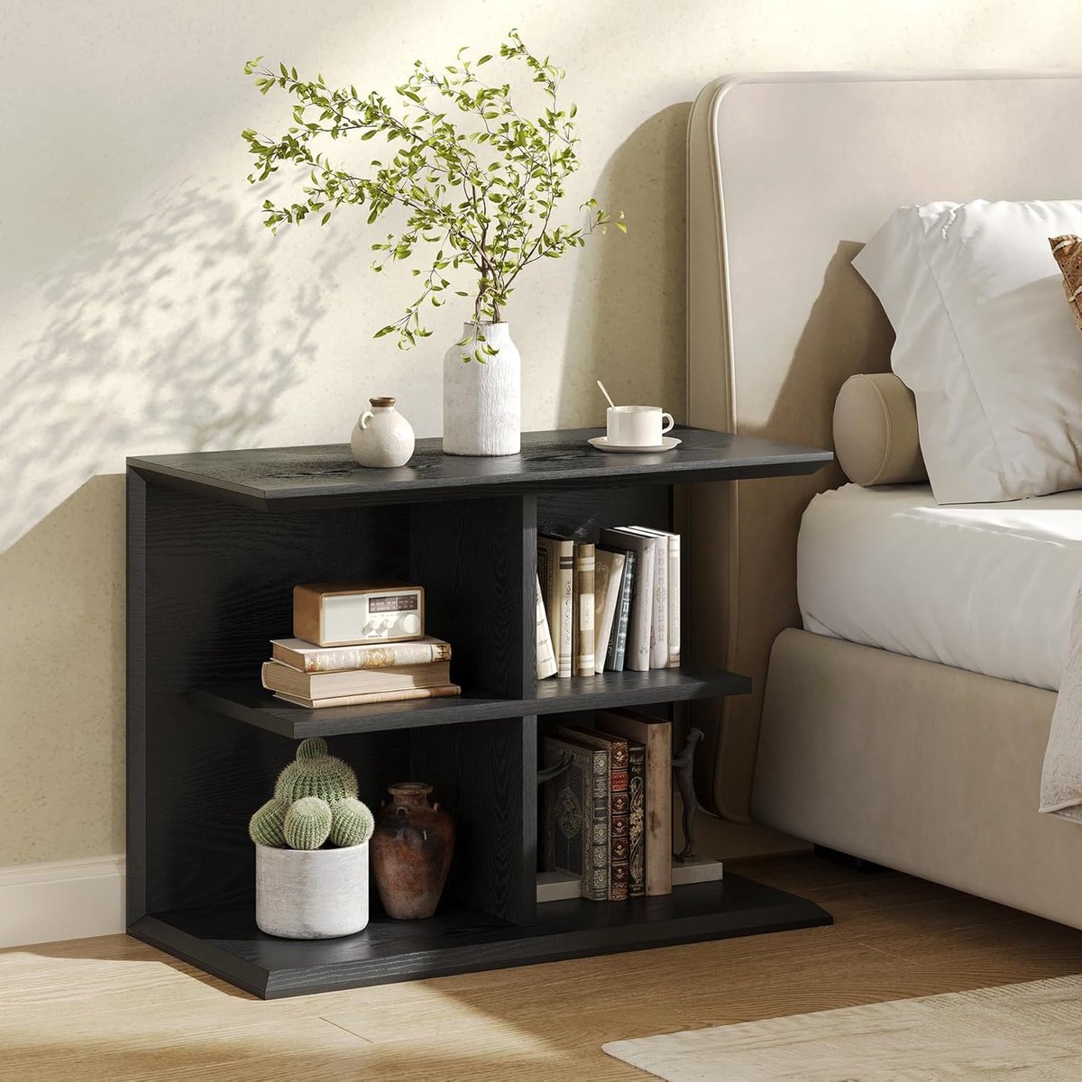 Tribesigns Bijzettafel - 3 laags Sidetable - 80x40x60cm - Salontafel met 4 Planken - Eindtafel - Koffietafel - voor Woonkamer, Slaapkamer, Entree - Zwart