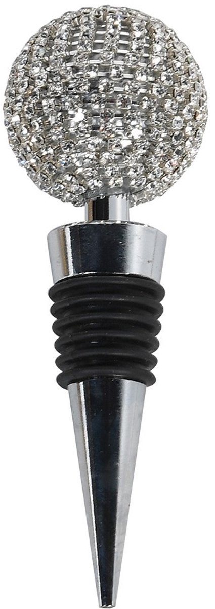 Residencia Interieur - Luxe Flessenstopper Zilver met Steentjes – Wijnaccessoire