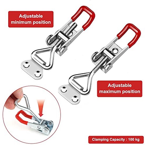 Toggle Klemmen Kistsluiting Verstelbare Toggle Verstelbare Kniehefboomspanner Metaal Hefboomsluiting Hasp Klem Hand Tool Houdcapaciteit Latch 220lbs 100kg, Voor Kast, Deur, Doos, 6 Stuks