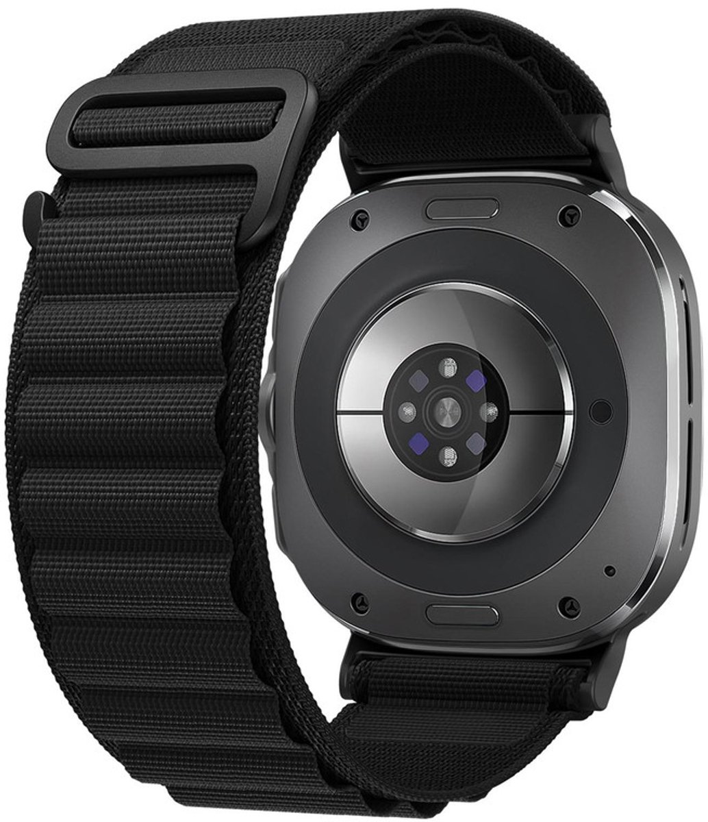 Nylon loop bandje - geschikt voor Samsung Galaxy Watch Ultra (47mm) / Ultra 2025 (47mm) - premium bandje met haaksluiting - zwart