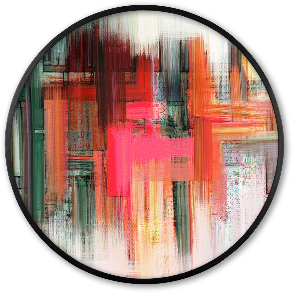 FrameYourWall Poster in lijst Rond - Fotolijst 80x80 cm - Posters - Olieverf - Schilderij - Abstract - Ronde posterlijst zwart - Decoratie - Wanddecoratie woonkamer - Muurdecoratie slaapkamer Multicolor