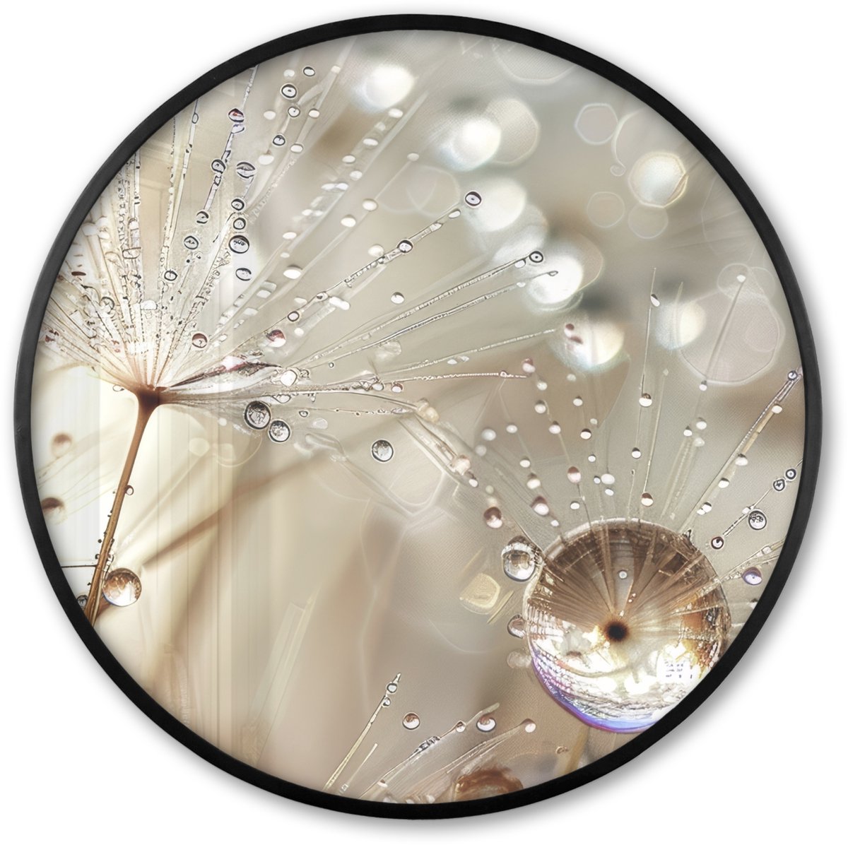 FrameYourWall Poster in lijst Rond - Fotolijst 80x80 cm - Posters - Natuur - Bloemen - Druppels - Regen - Ronde posterlijst zwart - Decoratie - Wanddecoratie woonkamer - Muurdecoratie slaapkamer