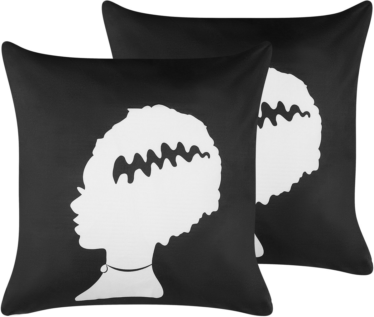 Beliani MANDEVILLA - Sierkussen set van 2 - Zwart - 45 x 45 cm - Fluweel