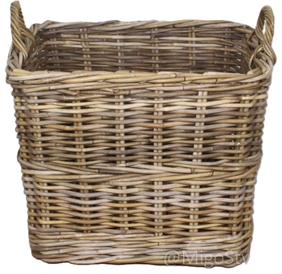 Migo Styling - Houtmand - Met wielen - vierkant - 50x50x50 cm - Riet - Rotan