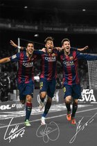 Messi Neymar Suárez MSN Poster Ingelijst – A4 (21x30cm) – Voetbal Poster – Inclusief Zwart Frame – Wall Art