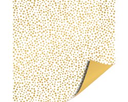 Product afbeelding van Inpakpapier - Cadeaupapier - Kadopapier - Kerst - Luxury Dots White / Gold - 70cm x 2m - Rol inpakpapier - Stippen - Wit - Goud