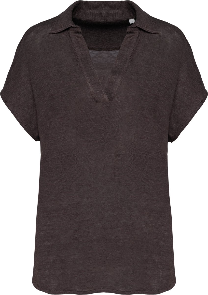 Spasso Linnen damespolo SP221 - Stone Grey - M