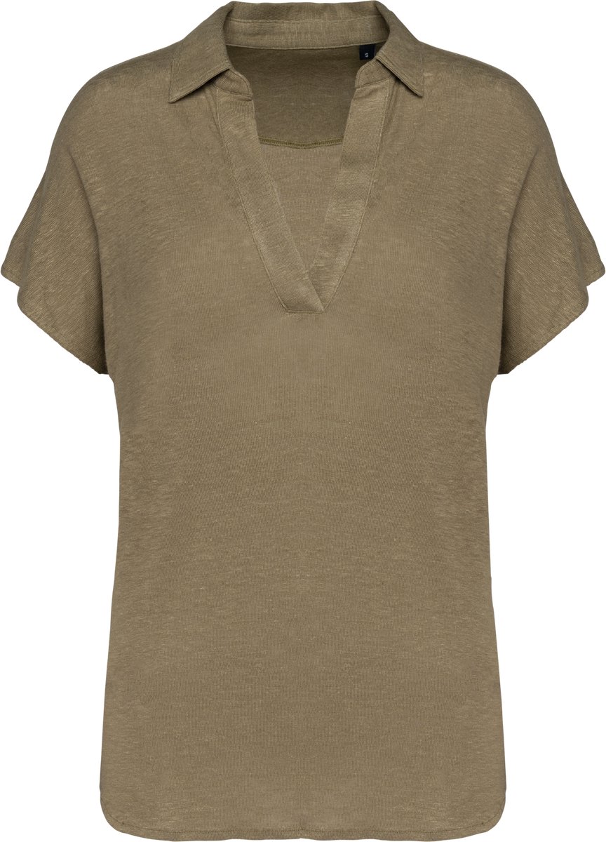 Spasso Linnen damespolo SP221 - Light Olive Green - XS