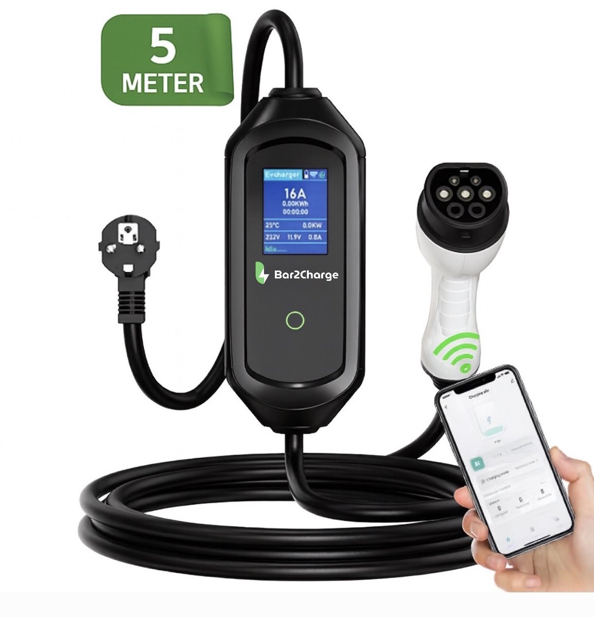 Slimme Mobiele Thuislader met App-functie – 3.7kW, Type 2