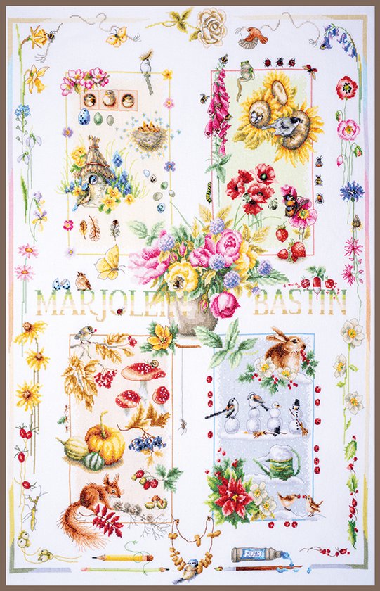 Lanarte Borduurpakket - Borduurset - Borduurpakket volwassenen - Telpakket kit - 62 x 88cm - Vier seizoenen - Marjolein Bastin - PN-0188067