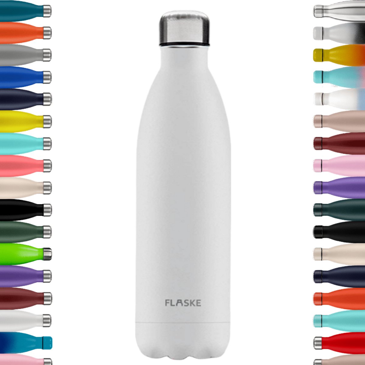 FLASKE Original 1L RVS Ice - Waterfles & Thermosfles - Sportfles - Dubbelwandig Isolerend - 24u Koud & 12u Warm - Lekvrij - Lichtblauw