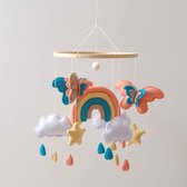 Joymaxx® Baby mobiel Kleurrijke Droom – Boxmobiel van Vilt - Muziekmobiel voor Babybox – Handgemaakt Boxmobiel – Kraamcadeau Meisje - Meisje Babykamer Decor Rose