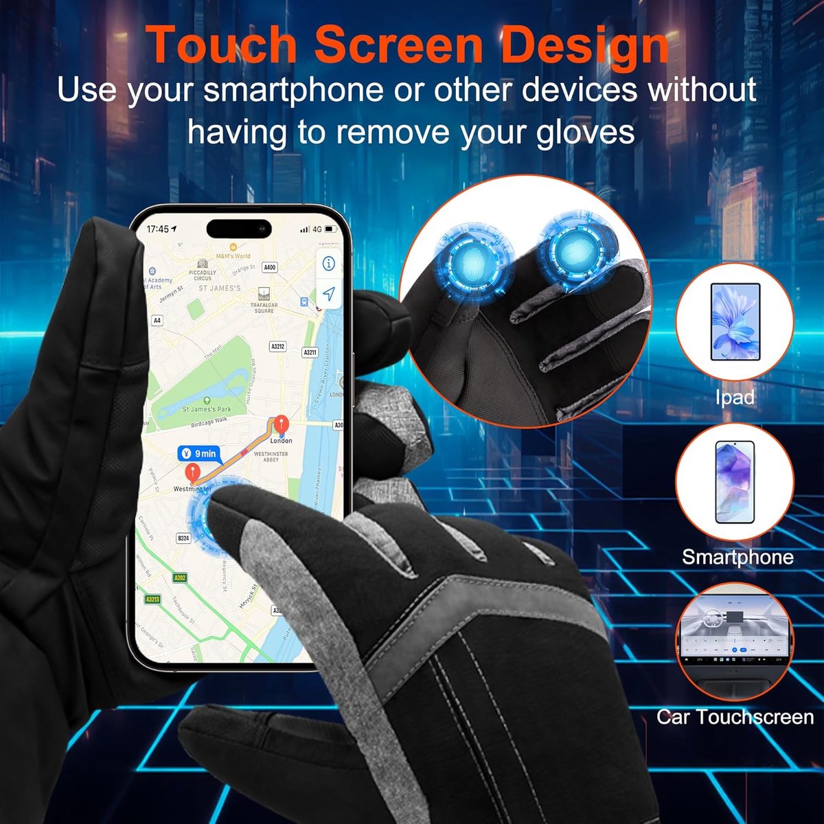 Verwarmde handschoenen voor mannen en vrouwen - waterdichte en winddichte elektrische handwarmers met touchscreen - geschikt voor wandelen, skiën en buitensporten in de winter — cadeau in Sport & Outdoor - foto 3