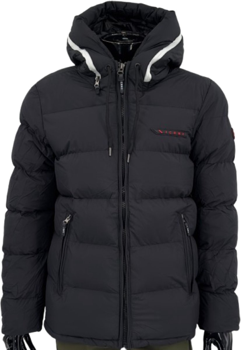 ICON2® Winterjas Heren - Puffer Jas Heren - Met Ritszakken en Binnenzak - Winddicht en Waterafstotend - Zwart - S
