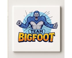 Team Bigfoot Tegel – 15x15cm Keramische Wanddecoratie – Grappig Sasquatch Ontwerp voor Cryptid Fans, Gamers & Woondecoratie