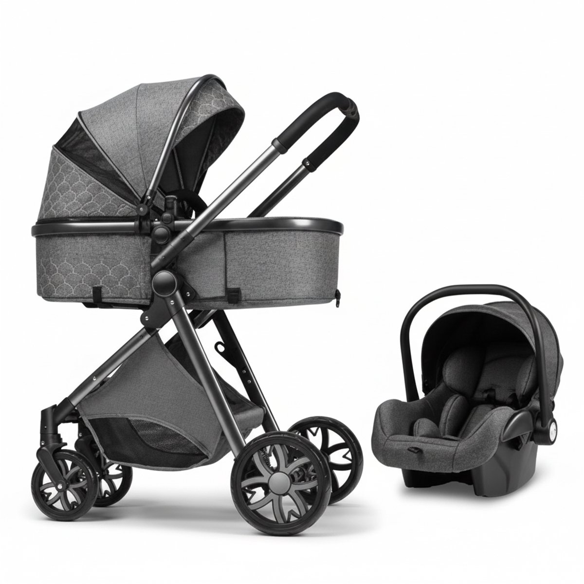 3-in-1 Kinderwagen met Autostoel - Luxe Combi Buggy -