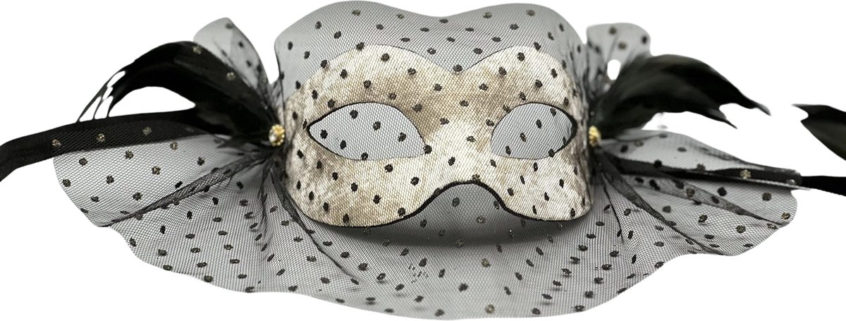 Venetiaans masker, handgemaakt - wit masker van fluweel met zwarte voile - wit gala masker met sluier - masker voor vrouwen - masker kerst