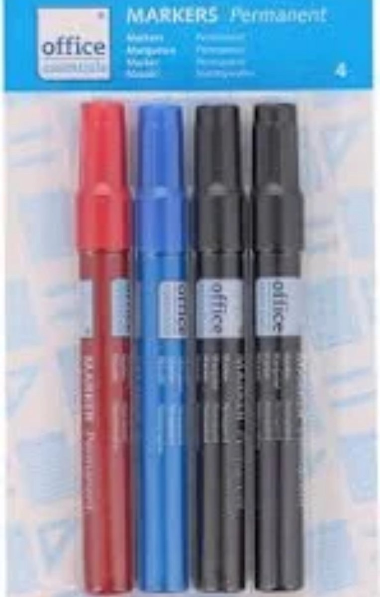 Permanente Markers 4 Stuks (2x Zwart, 1x Rood, 1x Blauw)