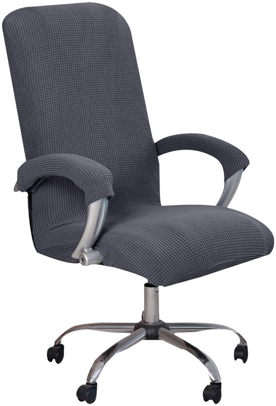 Housse de chaise de bureau Hilvard - Housse de chaise de bureau - Housse de chaise - Housse d'accoudoirs incluse - Grijs