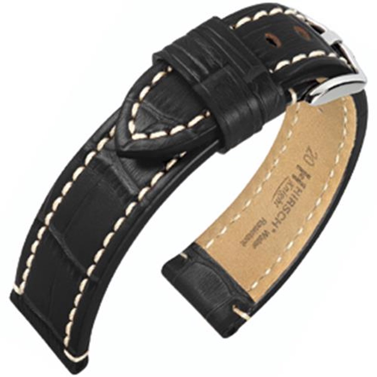 Hirsch Horlogeband Knight Zwart - Leer - 28mm