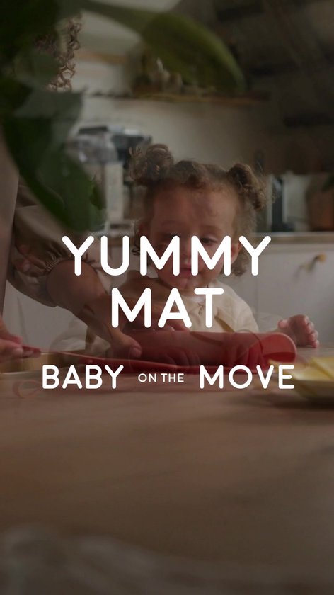 Bébé on the Move - Yummy Mat - Set de table et tapis anti-goutte 2 en 1 - Enroulable et portable - Compatible lave-vaisselle - Anti-poussière - Blush