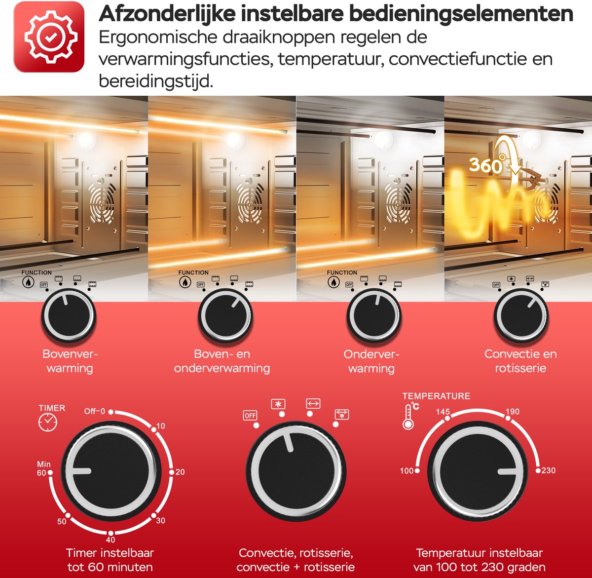 TurboTronic EVS38 - Vrijstaande oven 38L - Mini oven - Elektrische Oven - Zilver – foto 4