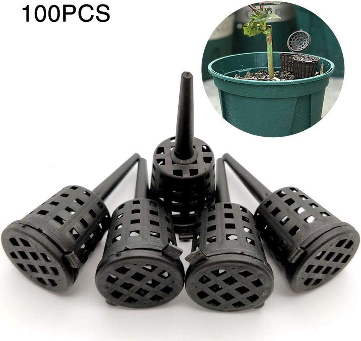 Daity 100 stuks - Meststofmand met deksel voor langzaam vrijkomende en vertraagd vrijkomende meststof - tuinkwekerijpotten - draagbare aquarium-orchideeëntuin - landbouw - langzaam vrijkomende meststof voor bonsai-gekweekte planten (5*2cm)