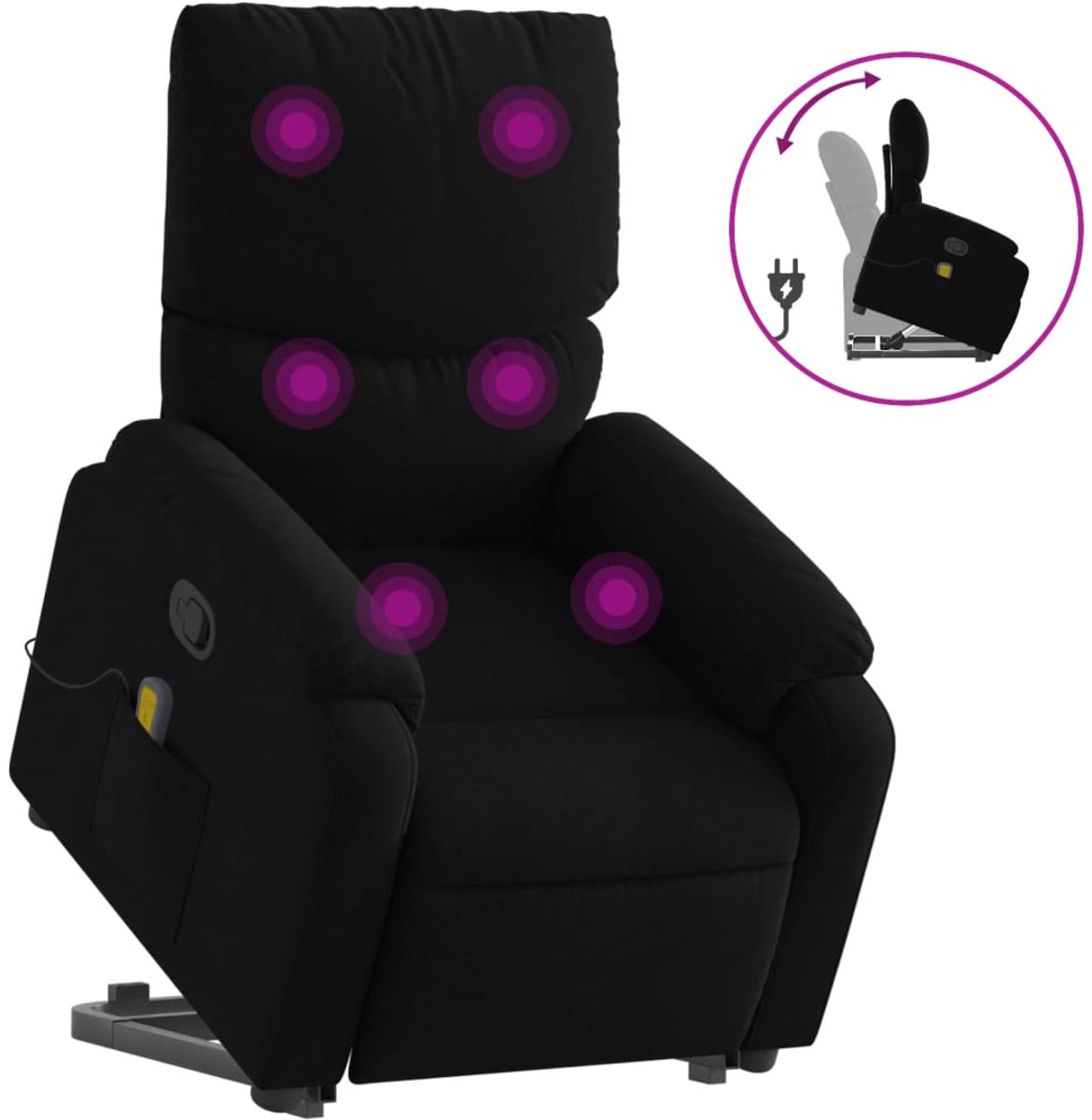 vidaXL Sta-op-massagestoel - verstelbaar - stof - zwart