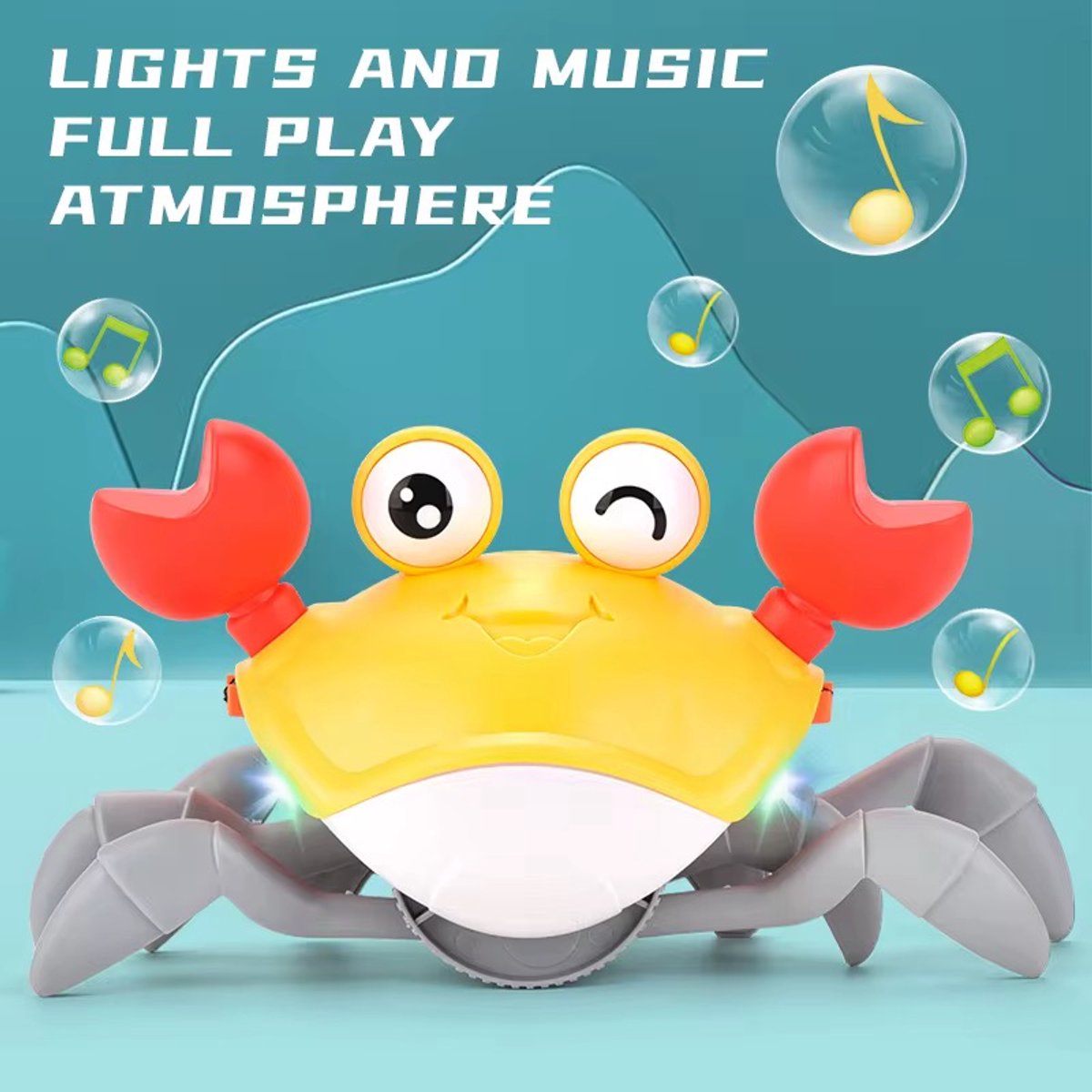 OODBLUE Kruipende Krab met Muziek & Licht – Slimme Bewegingssensor – USB Oplaadbaar Baby Speelgoed – Educatief Speelgoed 0-4 Jaar – Muzikale Kruipkrab