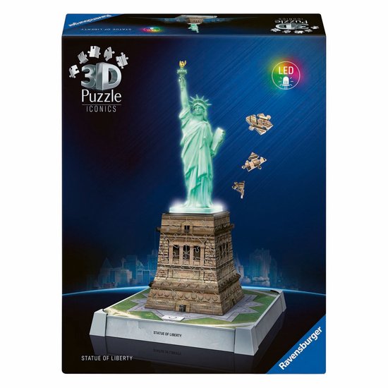 Ravensburger - Iconics: Statue of Liberty met licht - 3D Puzzel - 108 Stukjes - Bouwset voor kinderen vanaf 8 jaar