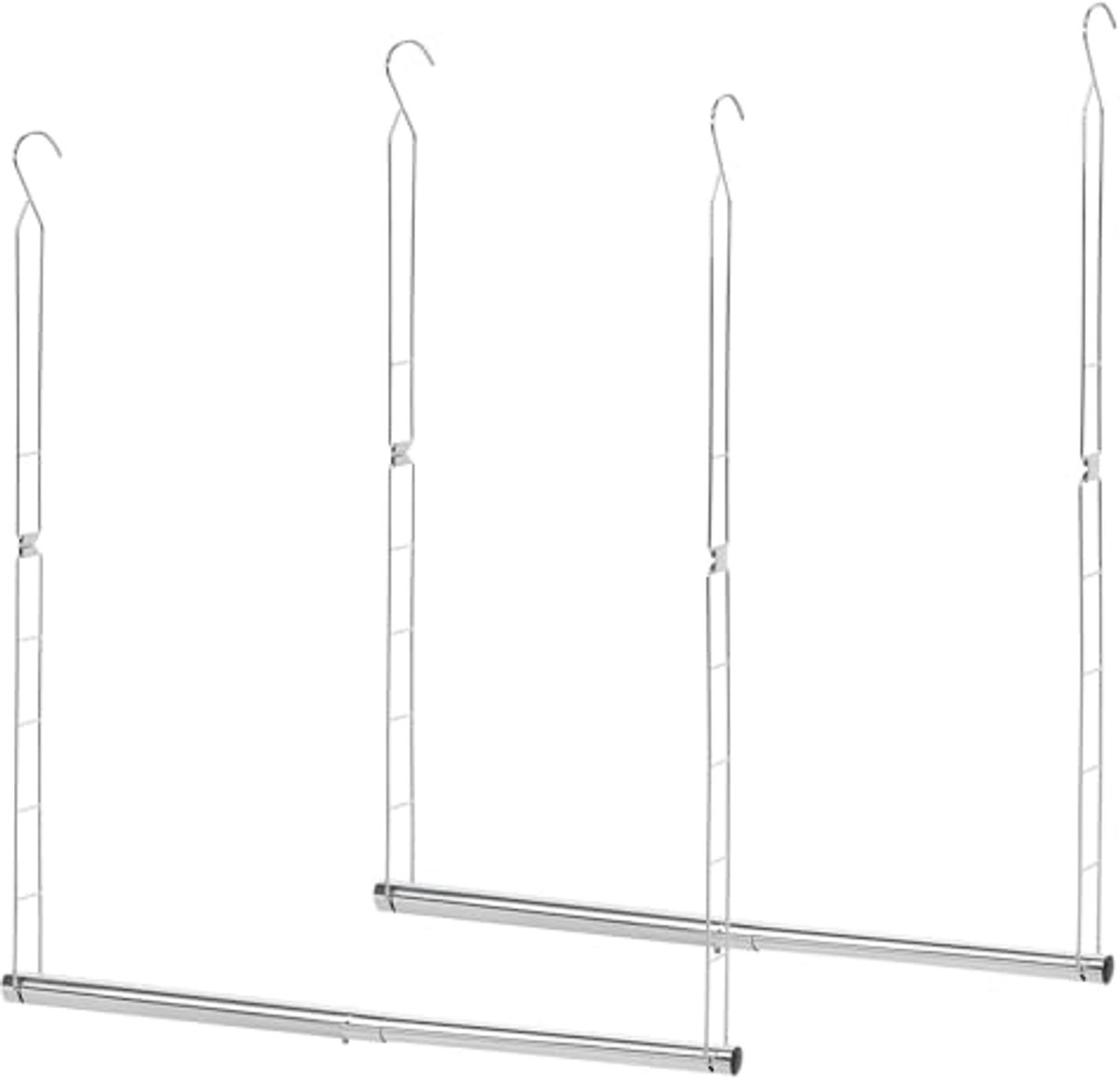 Hangende Kast Organizer met Verstelbare Breedte en Hoogte - Chroom Geplated Staal