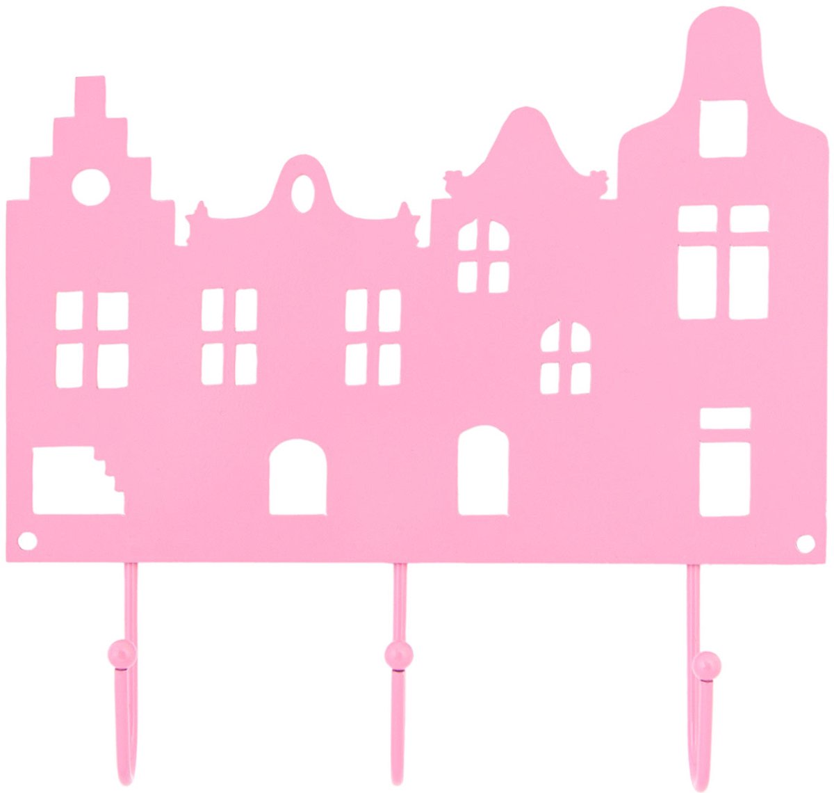 Kapstok - sleutelrek metaal - Amsterdam - grachtenhuizen - roze